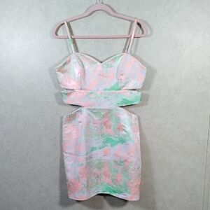 02523 NBD X The Naven Twins neon peach & green dress L